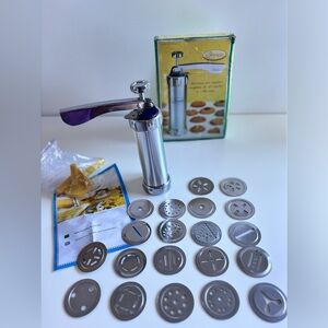 Cookie Press Biscuit Maker Stainless Steel Set With Discs